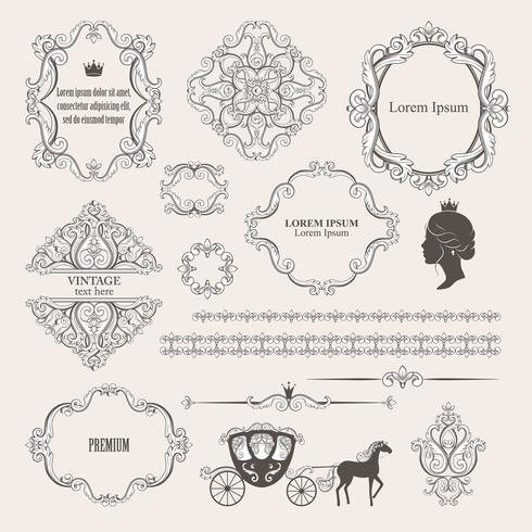 Mega set collections of vintage design elements. vector