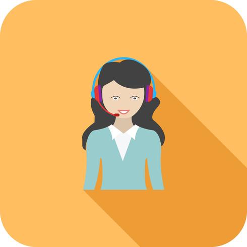 Call Centre Flat Long Shadow Icon vector