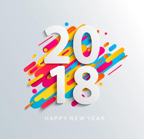 Tarjeta de diseño de año nuevo 2018 sobre fondo moderno. vector