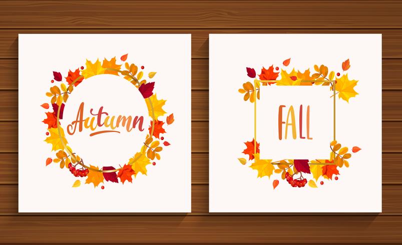 Tarjetas de otoño y otoño. vector