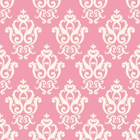 Pink damask pattern in vintage rich royal style vector