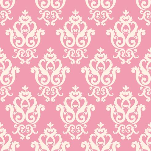 Pink damask pattern in vintage rich royal style vector