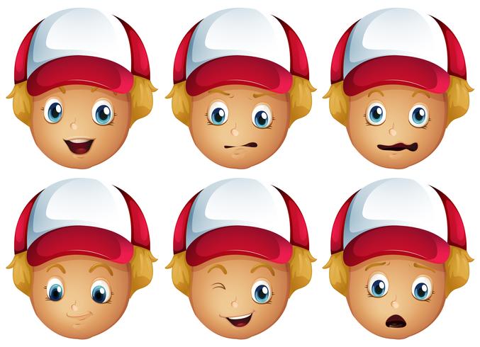 Boy with different facial expressions vector