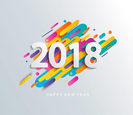 Tarjeta de diseño de año nuevo 2018 sobre fondo moderno. vector