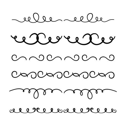 Set of hand drawn divider calligraphic for decorative elements.  vector