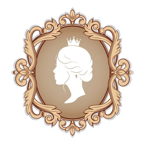 profile silhouette of a princess in  frame vector