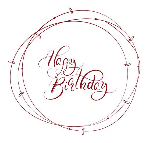 abstract brown round frame and calligraphic words Happy Birthday. Vector illustration EPS10