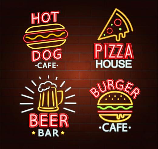 Set of Neon signs. vector