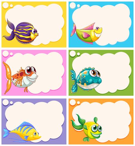 Diseño de etiquetas con peces de fantasía vector