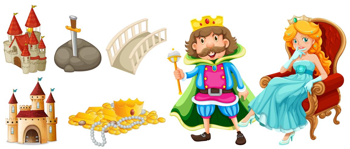 Fairytale characters and other elements vector