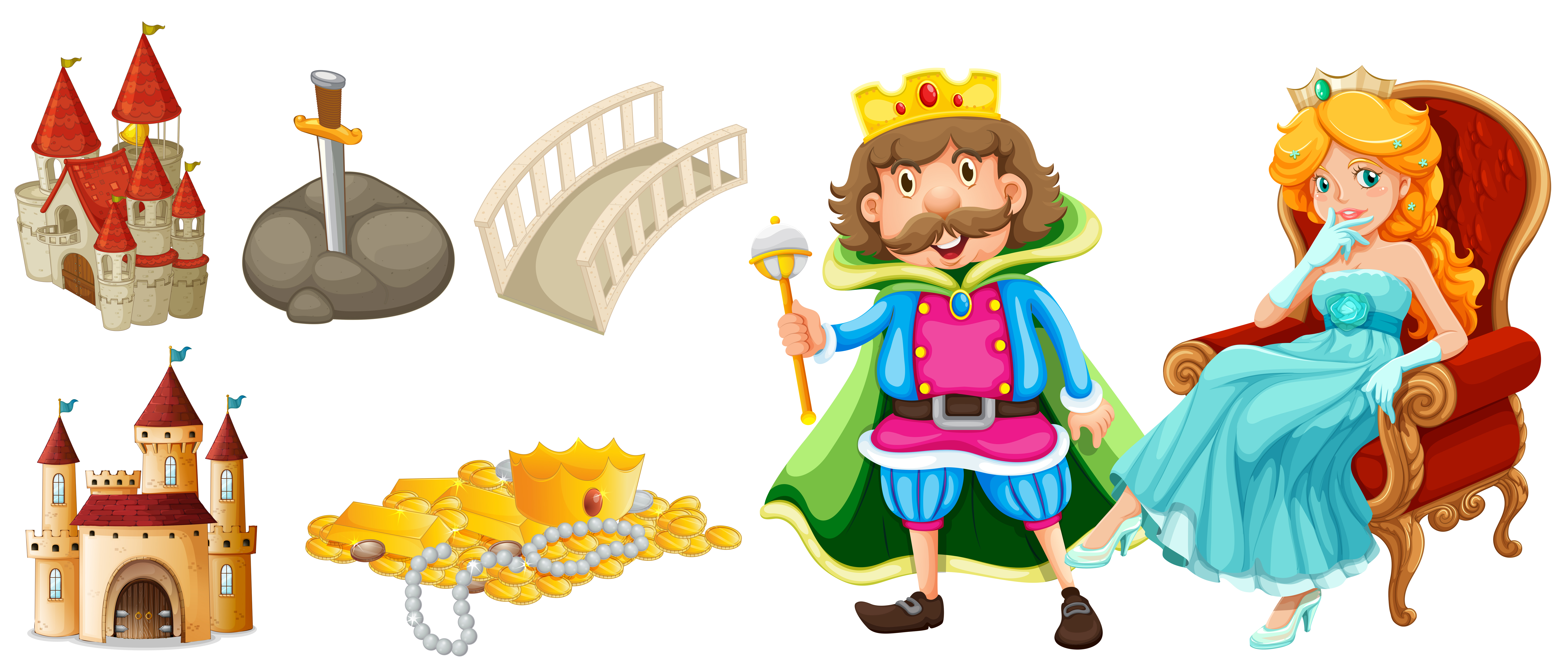 Fairytale characters and other elements 416587 Vector Art at Vecteezy