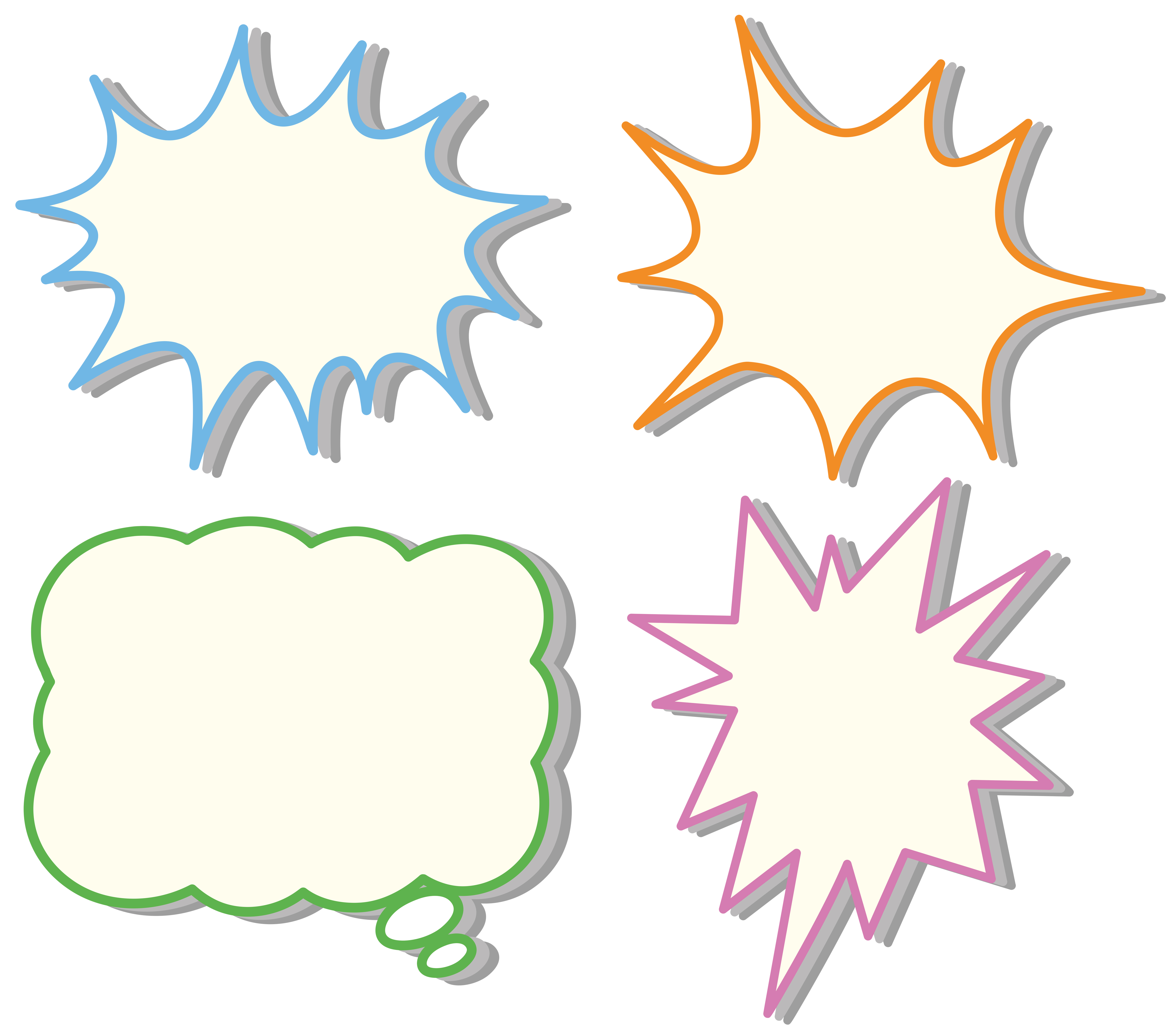 Four colorful speech bubble templates 416646 Vector Art at Vecteezy