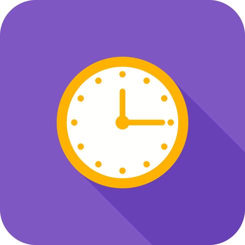 Reloj plano largo icono de sombra vector