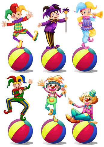 Six characters of clowns vector