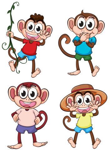 Four giggling monkeys vector
