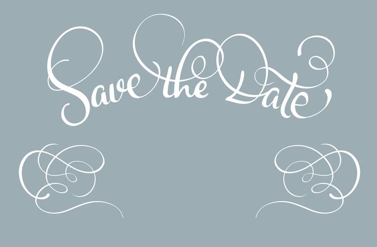 Save the date text on gray background. Calligraphy lettering Vector illustration EPS10