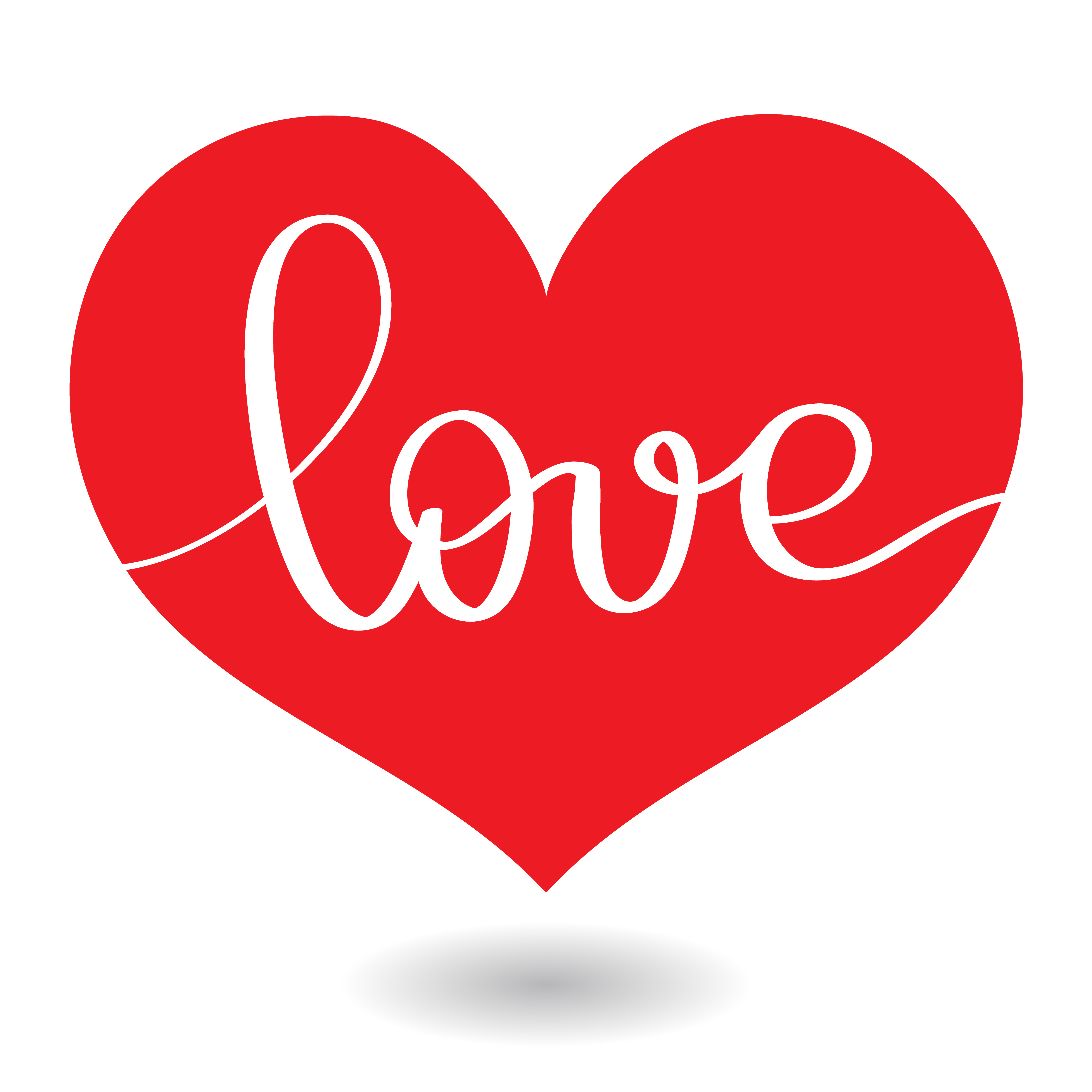 Download Love word in red heart. Vector calligraphy and lettering ...