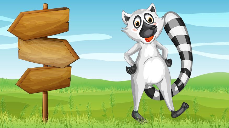 A wild animal and the wooden signboard vector