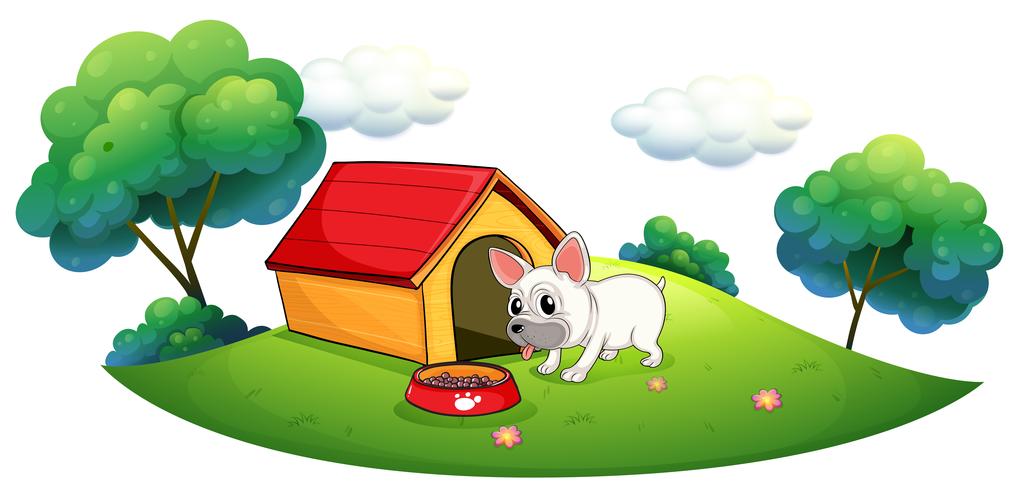 A doghouse and a dog in an island vector