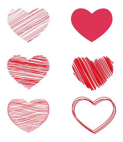 Variantes vectoriales de corazones para el día de san valentín. vector