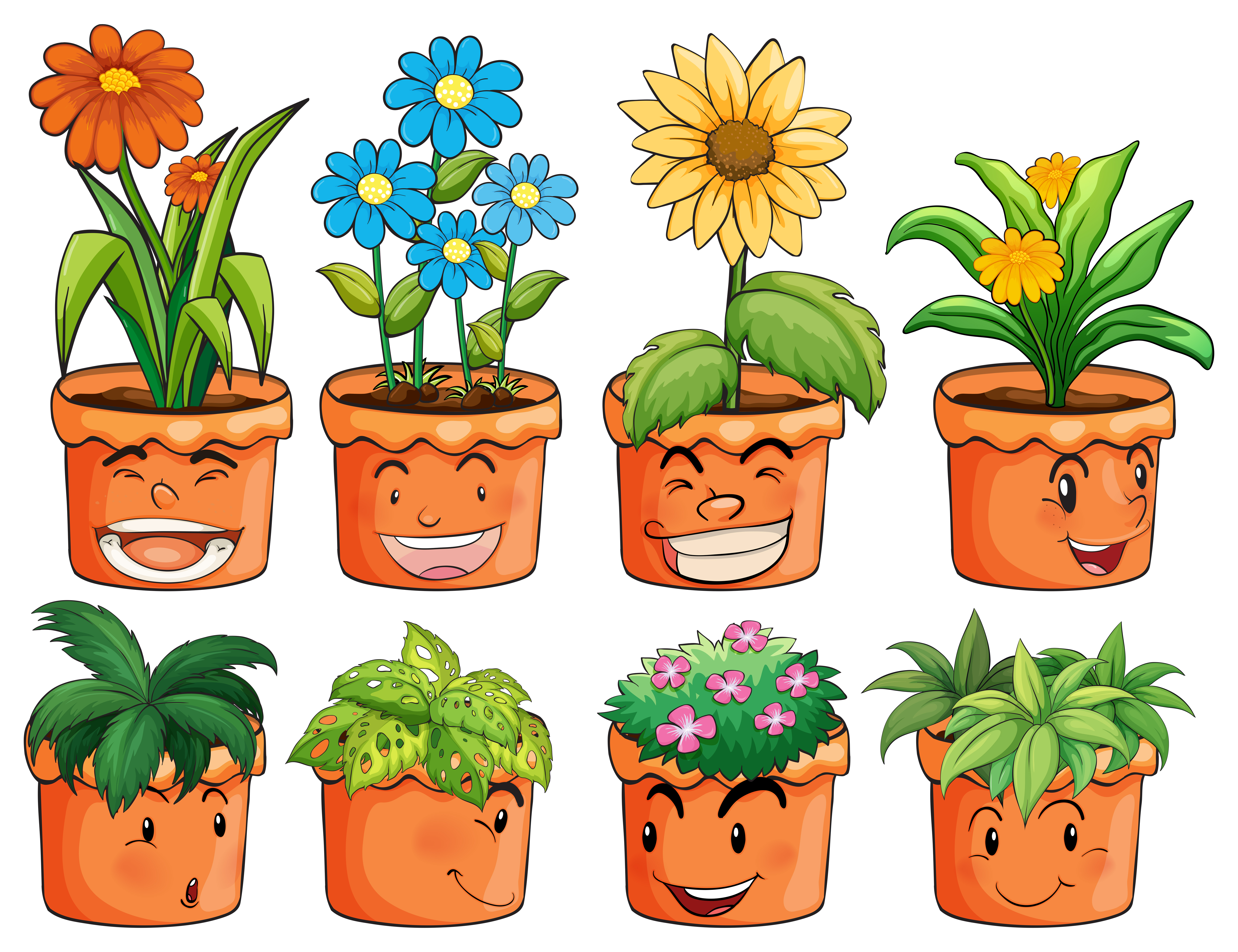 different types of plant in clay pots 416766 vector art at vecteezy