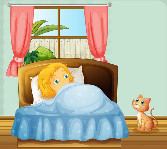 Girl sleeping in bedroom vector