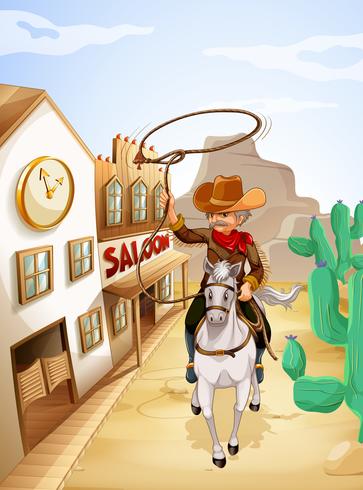 A man with a rope riding in a horse vector