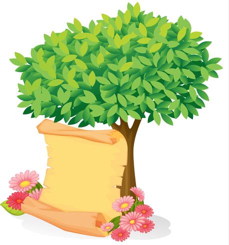 A scroll under a tree vector