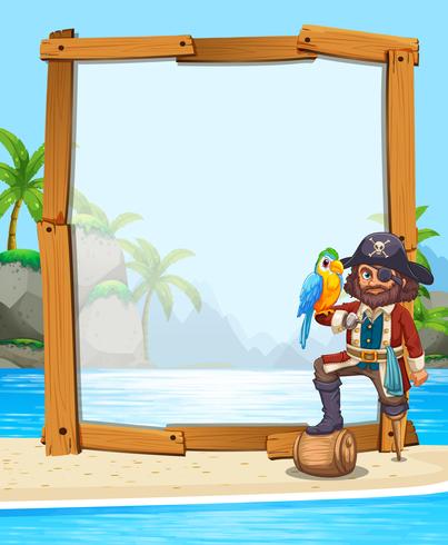 Pirate and parrot on the beach vector