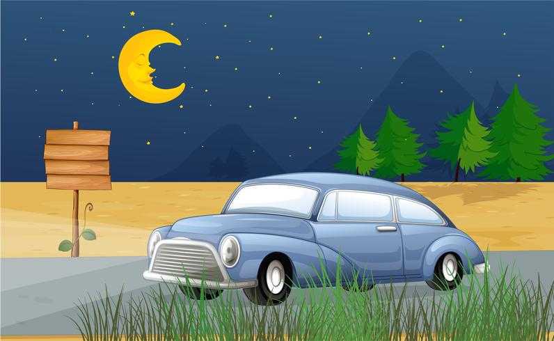 A car running in the middle of the night vector