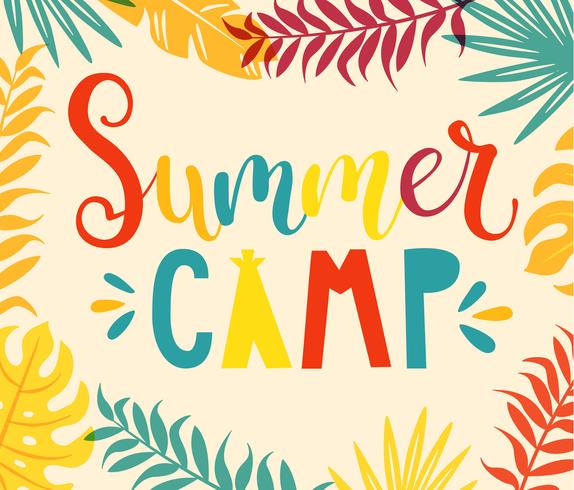 Summer camp handdrawn lettering. vector