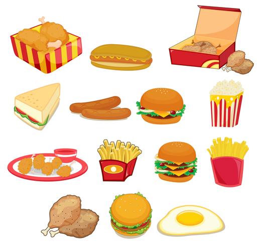 Junk food on white vector