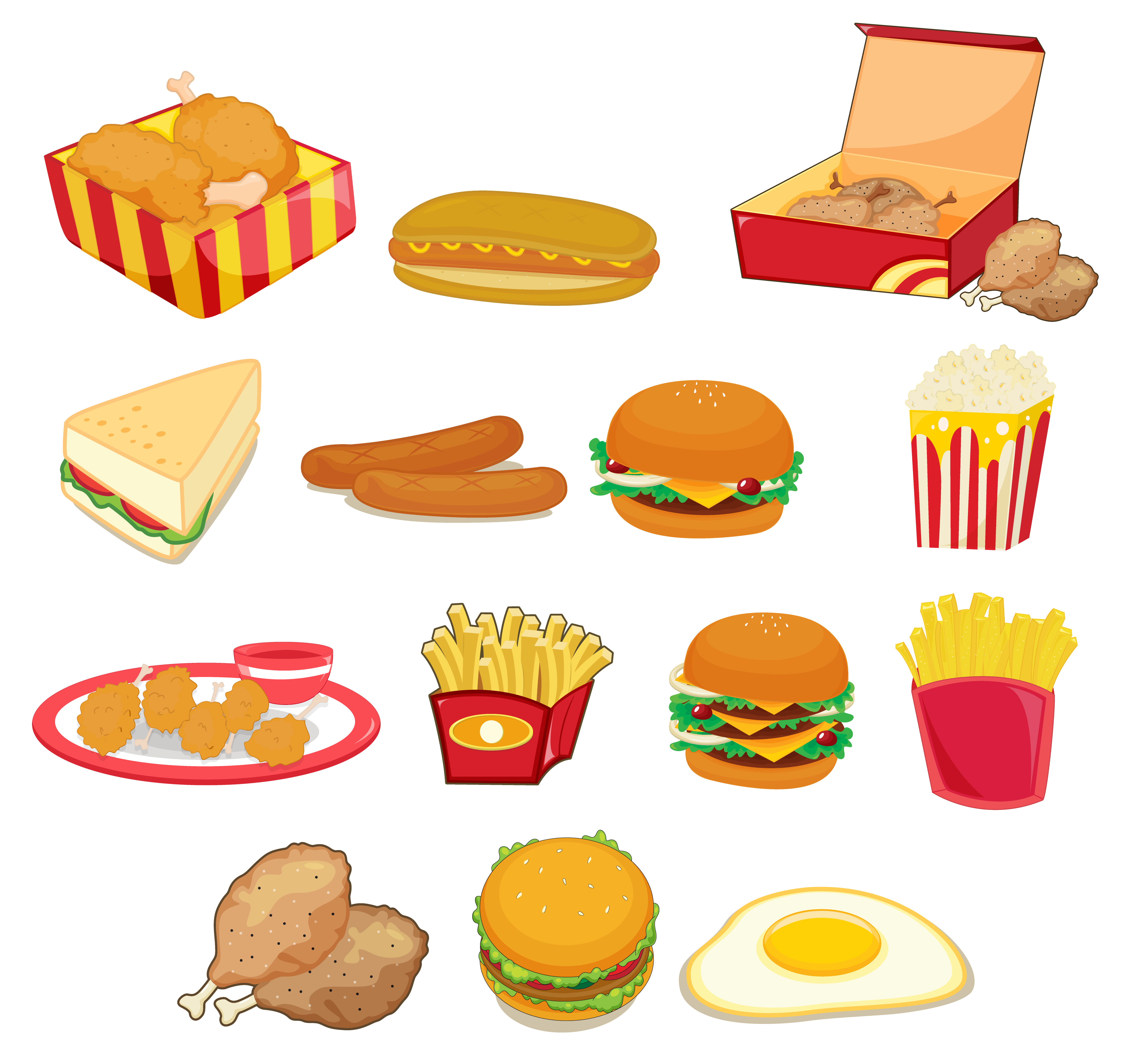 american style diner food clipart