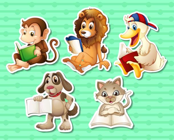 Animals and book vector