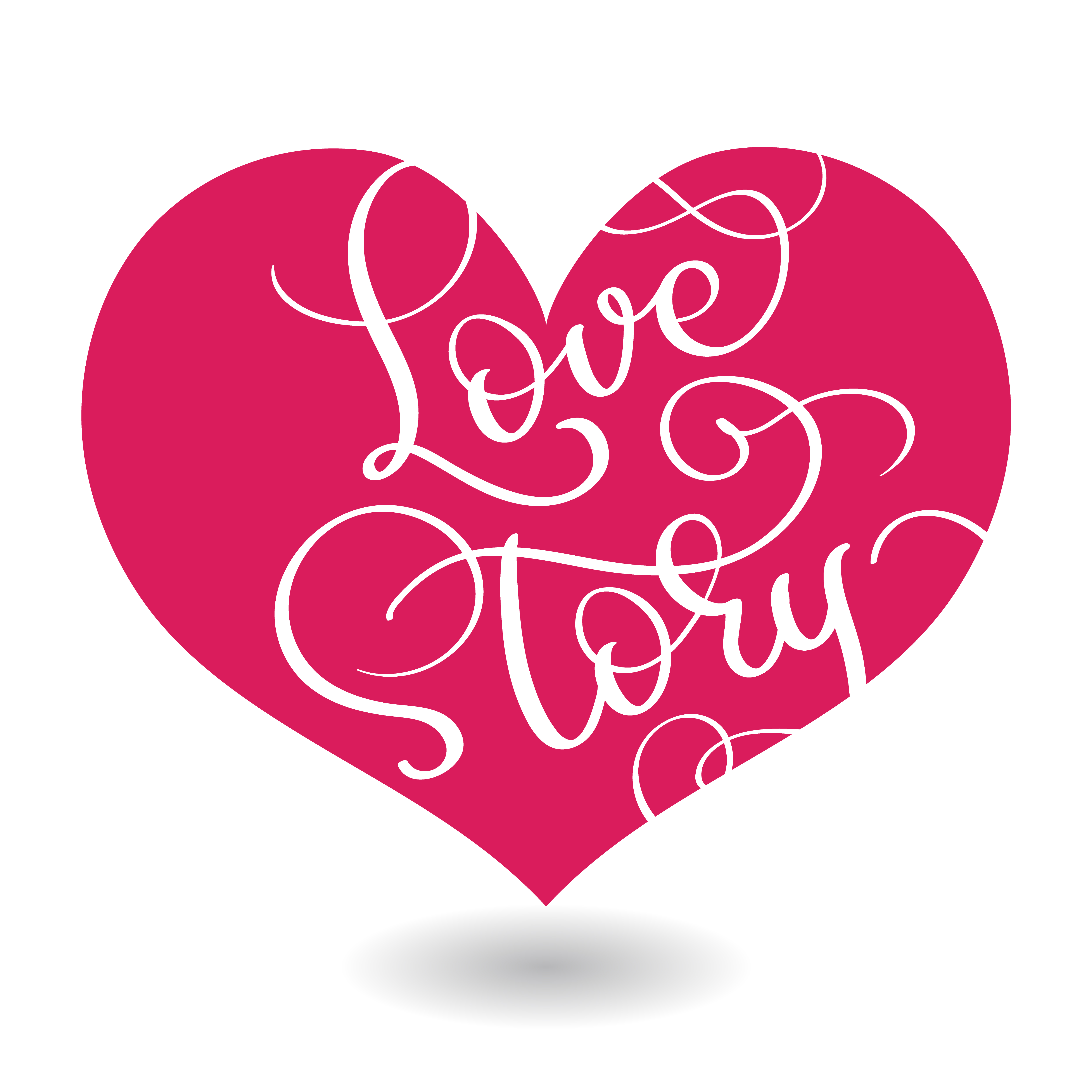 Download Love story text in red heart. Vector calligraphy and ...