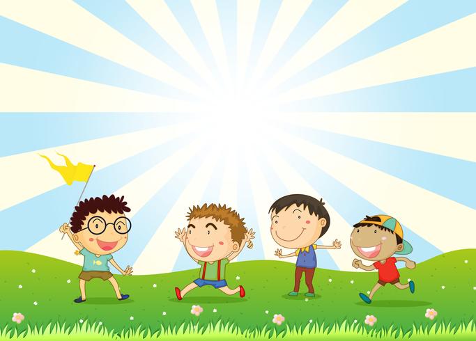Boys playing in the hill vector