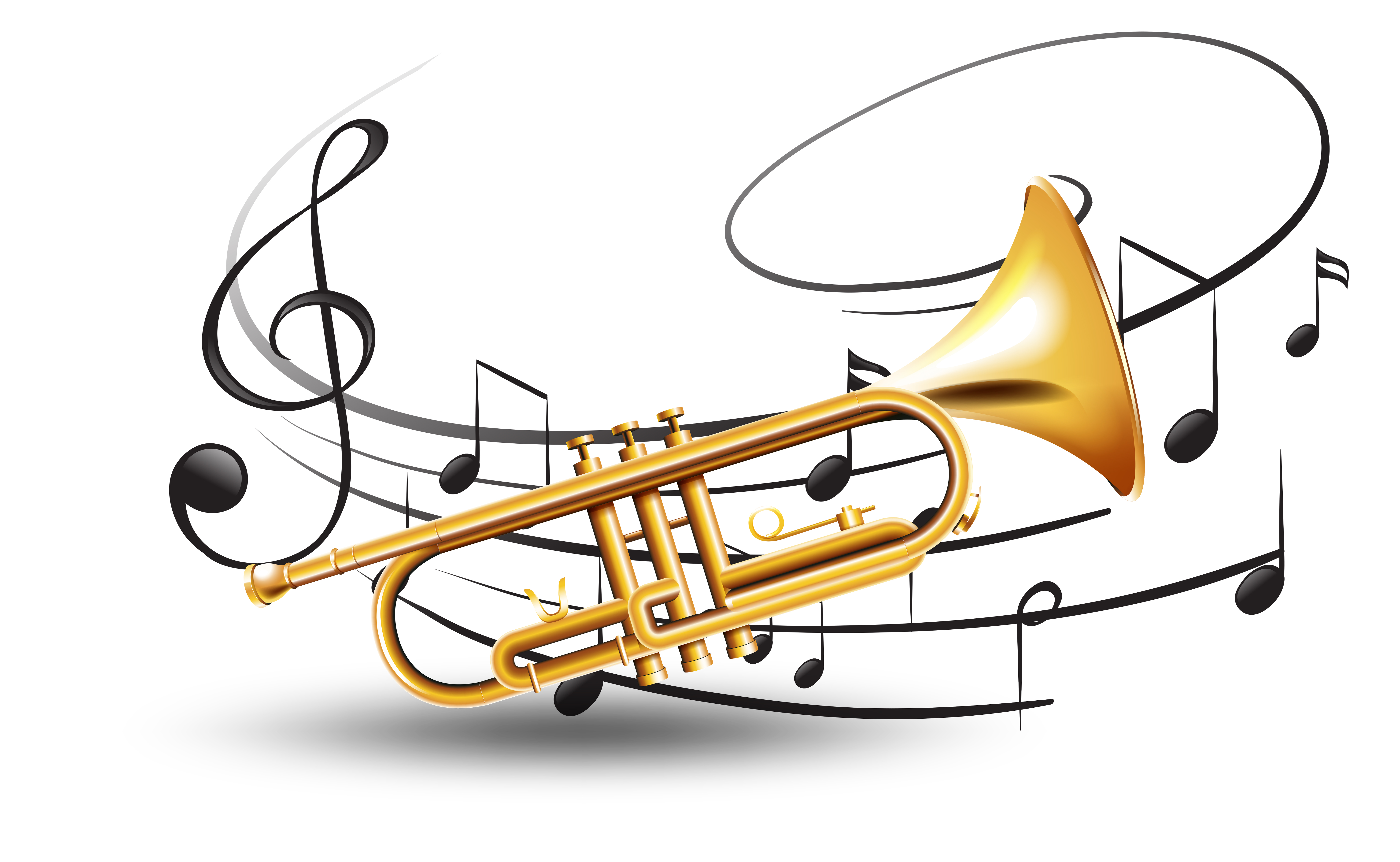Golden trumpet with music notes in background 416976 Vector Art at Vecteezy
