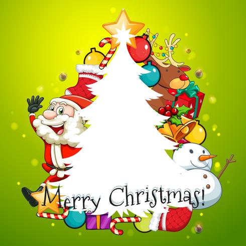 Merry Christmas card with tree and Santa vector