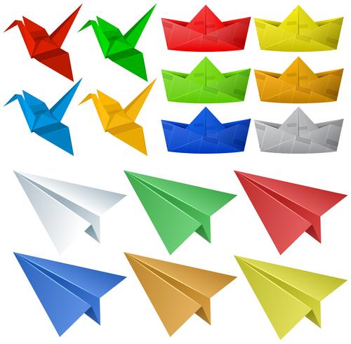 Origami craft with birds and planes vector