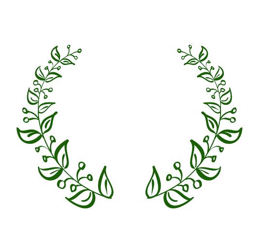 green wreath frame of leaves on white background. Vector calligraphy illustration EPS10