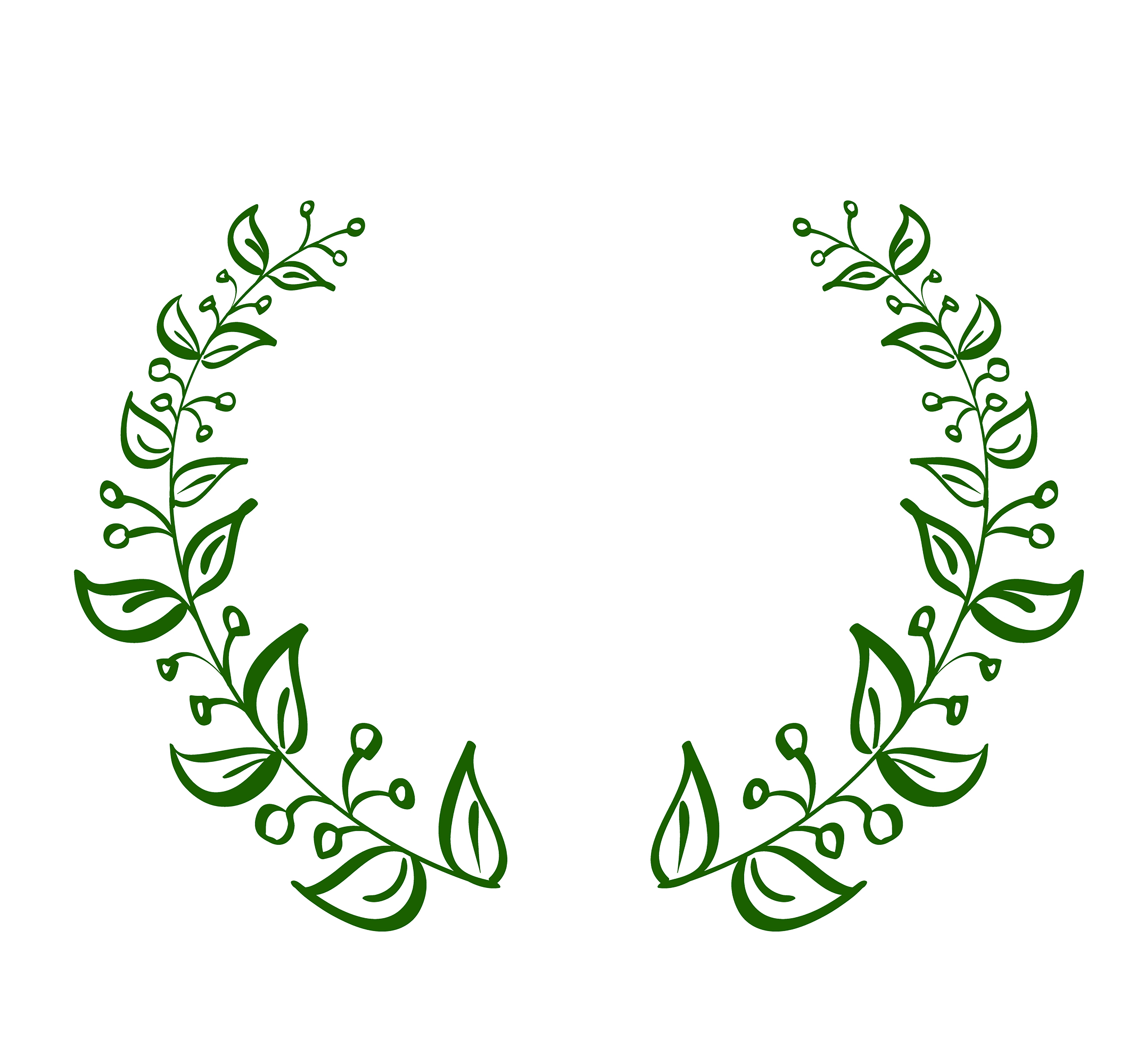green wreath frame of leaves on white background. Vector calligraphy