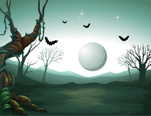 A graveyard and a moon vector