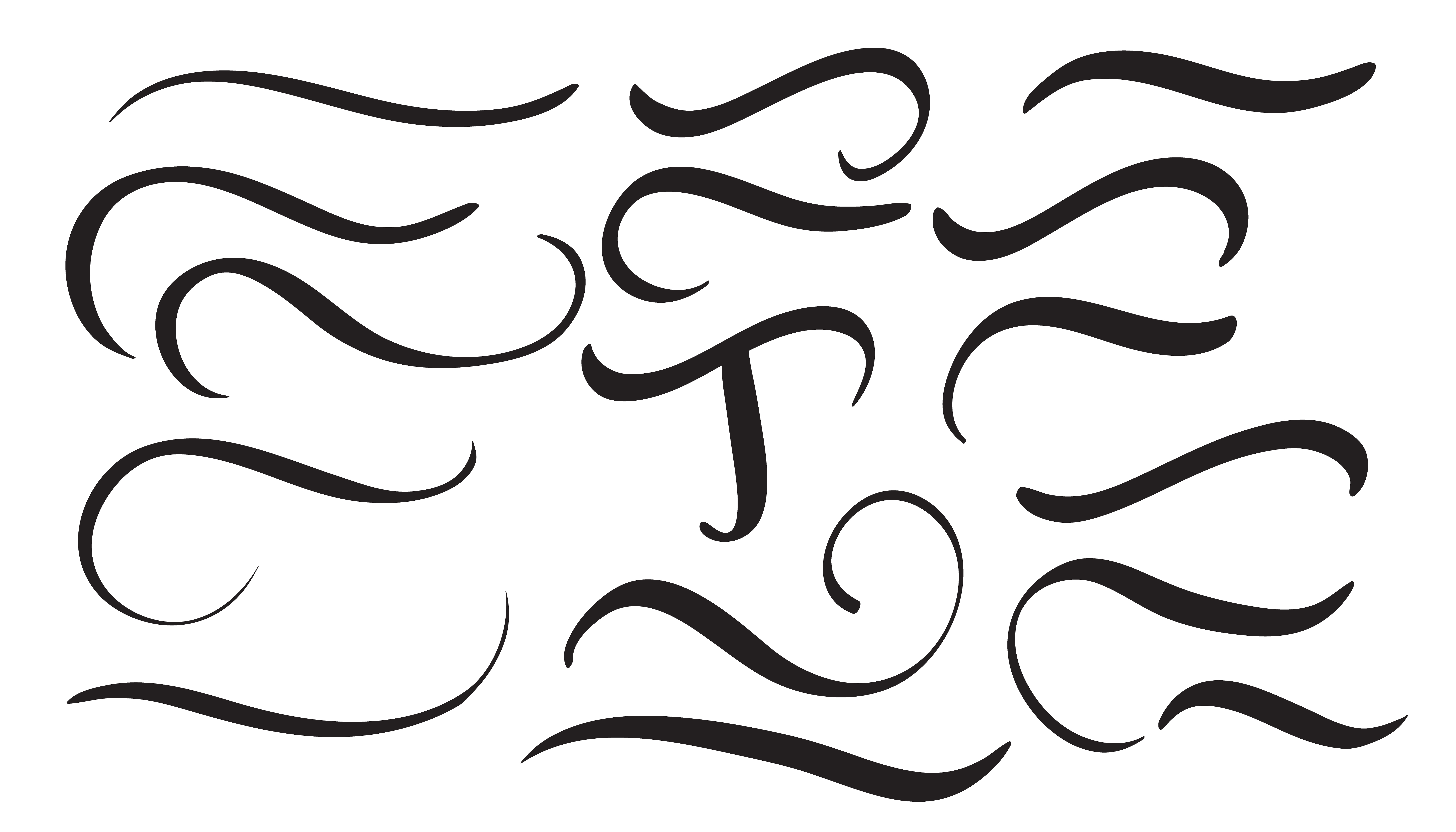 Download set of art calligraphy flourish vintage decorative whorls for design letters. Vector ...