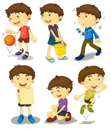 Boy in five poses vector