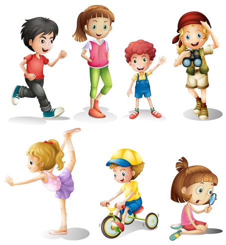 Children in many actions vector