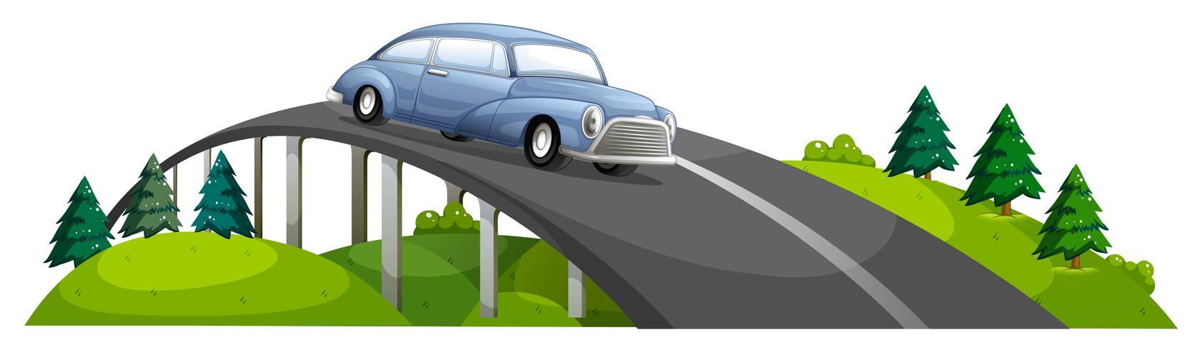 A car passing over the bridge vector