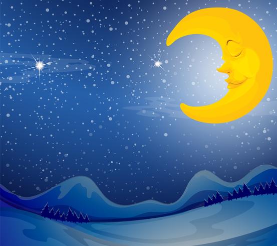 A sleeping moon vector