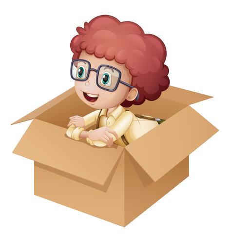 Una niña en una caja vector