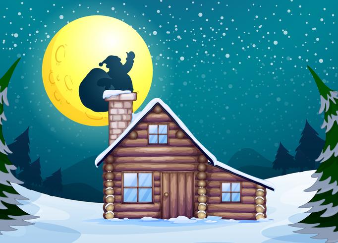 Winter cabin vector