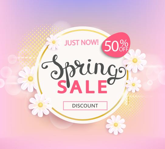 Spring sale label, 50 percent discount. vector